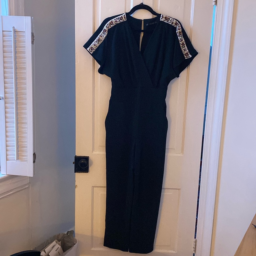 Zara dark green jumpsuit with intricate beading